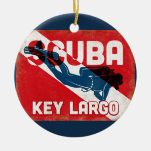Adorno De Cerámica Buceador dominante del Largo - retro azul