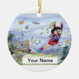 Adorno De Cerámica Buceador - hembra