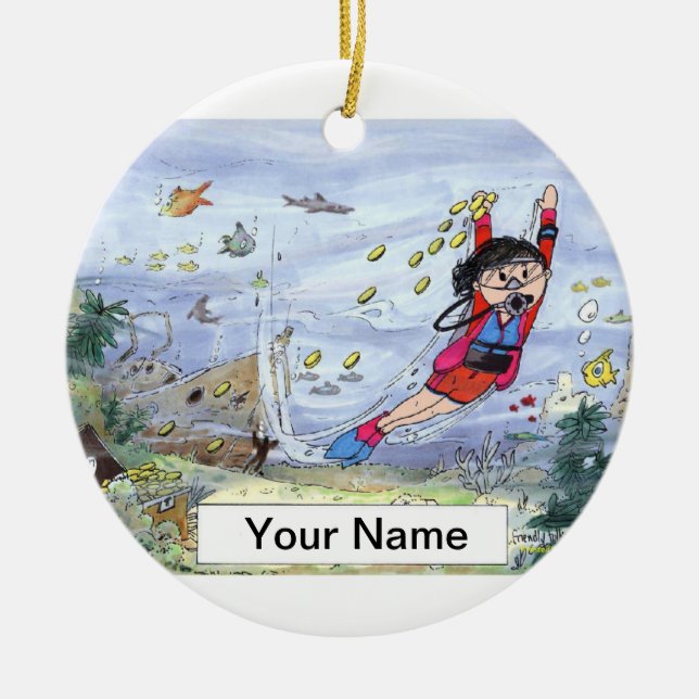 Adorno De Cerámica Buceador - hembra (Frente)