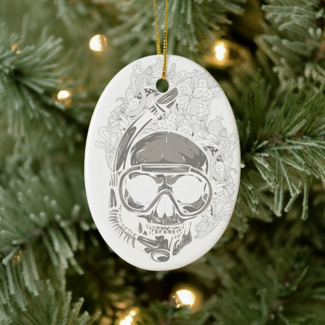 Adorno De Cerámica Buceo personalizado Utila Honduras Skull Scuba Div (Árbol)