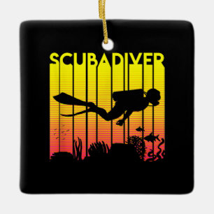 Adorno De Cerámica Buceo Scuba Silhouette Buceo Bañado