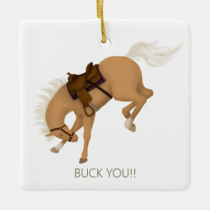 Adorno De Cerámica ¡Buck You! Caballo divertido de Palomino