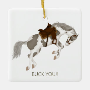 Adorno De Cerámica ¡Buck You! Gracioso Caballo Pinto