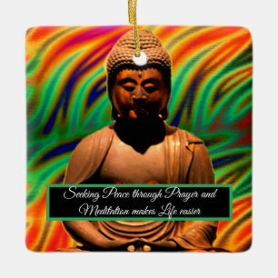 Adorno De Cerámica Buda en la meditación