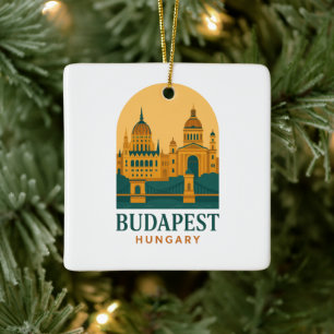Adorno De Cerámica Budapest Hungría Viaje Antiguo Ciudad Retro