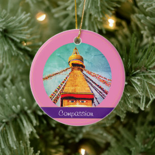Adorno De Cerámica Buddha Eyes & Compassion - Boudhanath Stupa Nepal