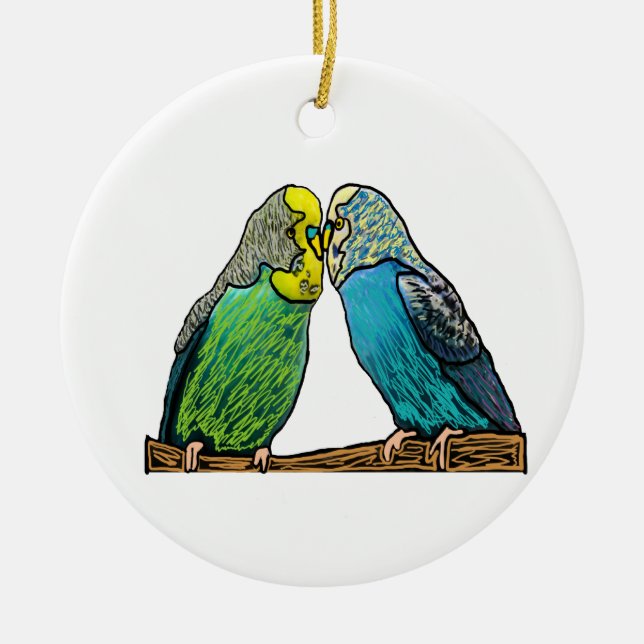 Adorno De Cerámica Budgie (Frente)