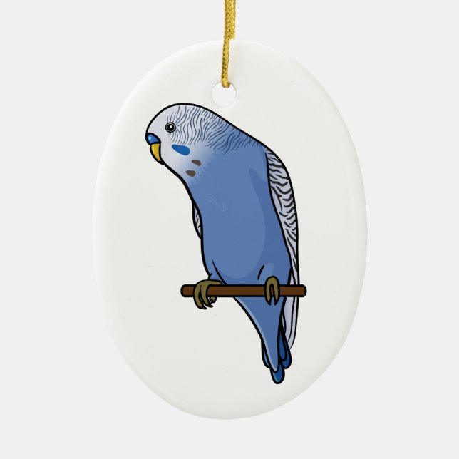 Adorno De Cerámica Budgie azul (Frente)