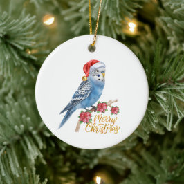 Adorno De Cerámica Budgie Christmas