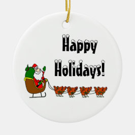 Adorno De Cerámica Buenas fiestas Santa y pollos