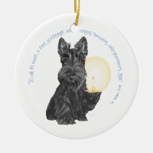 Adorno De Cerámica Buenas noches Scottish Terrier