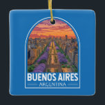 Adorno De Cerámica Buenos Aires Argentina Viaje de arte<br><div class="desc">Diseño de viajes vectoriales retro de Buenos Aires. Buenos Aires,  la vibrante capital de Argentina,  es conocida por su arquitectura de inspiración europea,  su rica cultura del tango y su cocina de primera.</div>