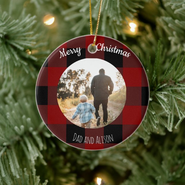 Adorno De Cerámica Búfalo rojo y negro colocado una foto (Árbol)