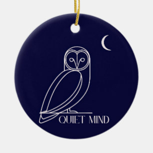 Adorno De Cerámica Búho de Mente Tranquila – Diseño Minimalista de Sa