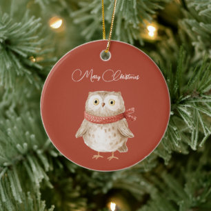 Adorno De Cerámica Búho de Navidad Petirrojo Rojo Pájaro