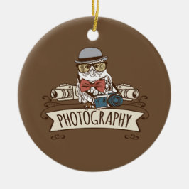 Adorno De Cerámica Búho del fotógrafo con la cámara