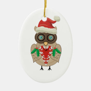 Adorno De Cerámica Búho del navidad