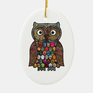 Adorno De Cerámica Búho del remiendo