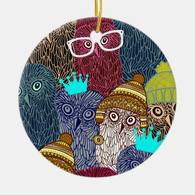 Adorno De Cerámica Búho en la corona (Frente)