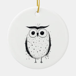 Adorno De Cerámica Búho minimalista lindo - Estilo dibujado a mano - 