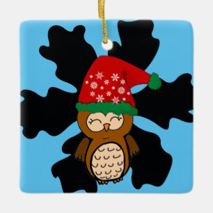 Adorno De Cerámica búho Navidades kawaii