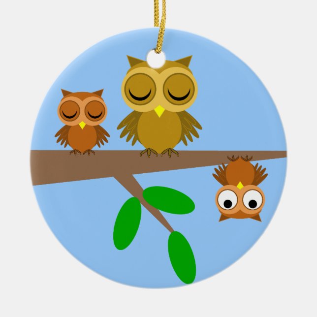 Adorno De Cerámica búhos lindos y divertidos (Frente)