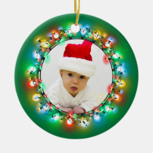 Adorno De Cerámica Bulbos del navidad de la foto con el fondo verde
