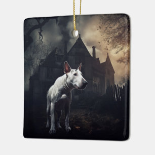 Adorno De Cerámica Bull Terrier Halloween Aterrador
