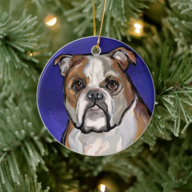 Adorno De Cerámica Bulldog (Árbol)