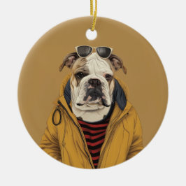 Adorno De Cerámica Bulldog