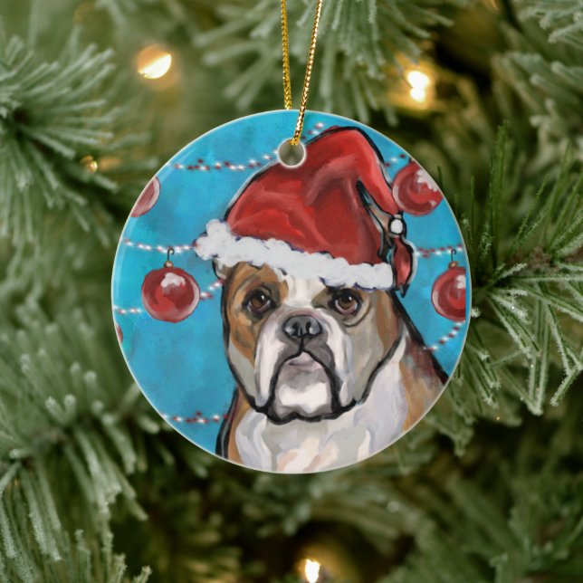 Adorno De Cerámica Bulldog (Árbol)