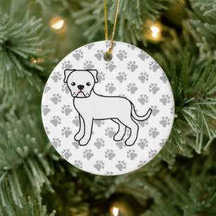 Adorno De Cerámica Bulldog Americano Blanco Perro De Dibujos Animados