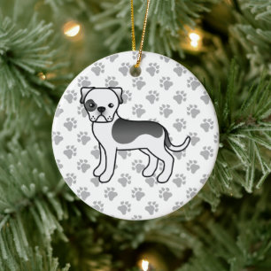 Adorno De Cerámica Bulldog Americano Cuyas Negro Cute Perro de Dibujo