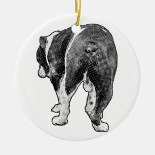 Adorno De Cerámica Bulldog Ancestral con Lunares Estrellados