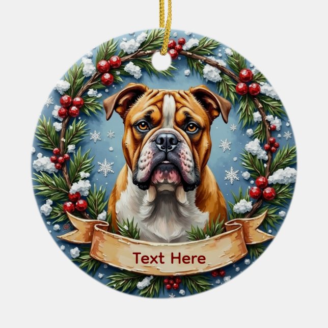 Adorno De Cerámica Bulldog Christmas Ornament (Frente)