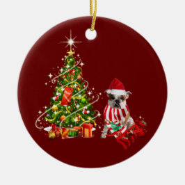Adorno De Cerámica bulldog Con Navidades Gorras De Scaft