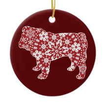 Bulldog, copos de nieve del navidad de Boho