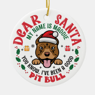 Adorno De Cerámica Bulldog de hoyos Santa Personalizado Árbol de Navi