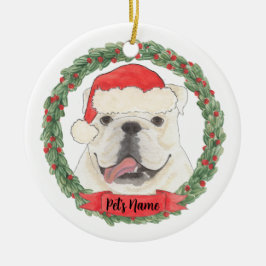 Adorno De Cerámica Bulldog de inglés blanco personalizado