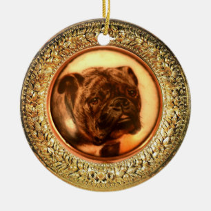 ADORNO DE CERÁMICA BULLDOG DE RETRATOS DE PERROS MINIATIVOS