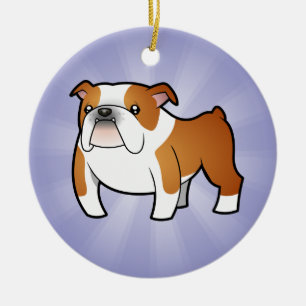 Adorno De Cerámica Bulldog del dibujo animado (añada su propio