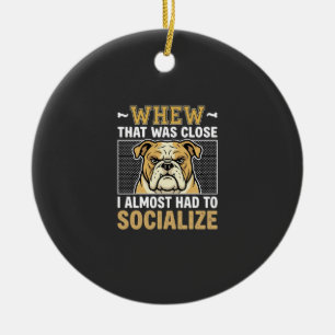 Adorno De Cerámica Bulldog Divertido Socializar Perro