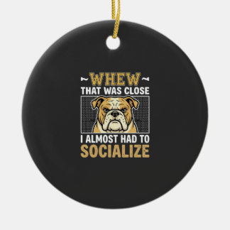 Adorno De Cerámica Bulldog Divertido Socializar Perro