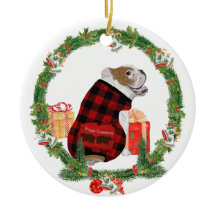 Bulldog en la corona de Navidades