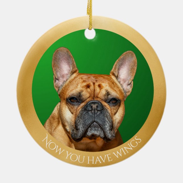 Adorno De Cerámica Bulldog Francés Angel Personalizado Fawn (Atrás)