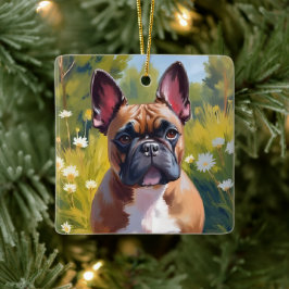 Adorno De Cerámica Bulldog Francés | Arte de Perro de Pintura de Masc