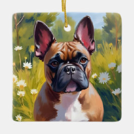 Adorno De Cerámica Bulldog Francés | Arte de Perro de Pintura de Masc