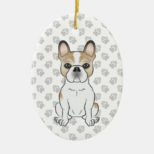 Adorno De Cerámica Bulldog Francés Ciervo Pied Text y Perro Lindo