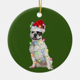 Adorno De Cerámica Bulldog francés con Navidades Scafés Santa