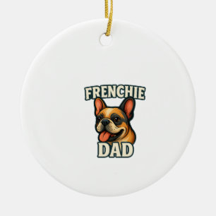 Adorno De Cerámica Bulldog Francés con PADRE FRANCÉS Texto para amant